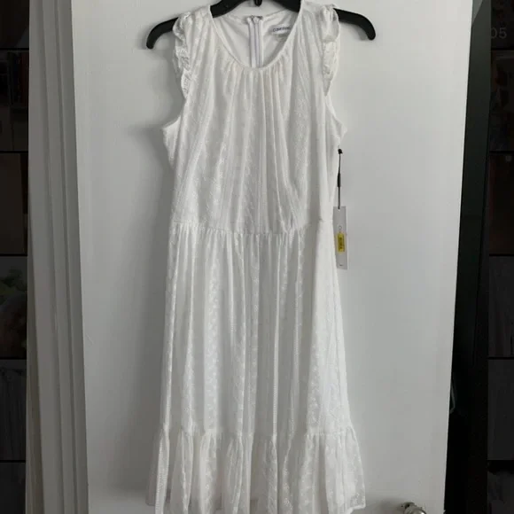 Calvin Klein Eyelet Tier-Hem Dress - Picture 2 of 9